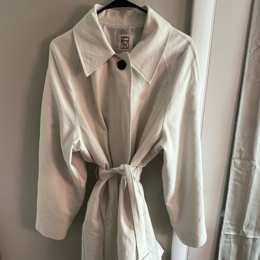 Carriere mid-thigh cream white trench coat (m)